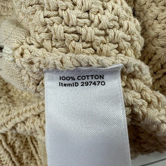 L.L. Bean Sweater Women Medium Cream Signature Fisherman Tunic Cable Knit Cotton - Picture 4 of 8